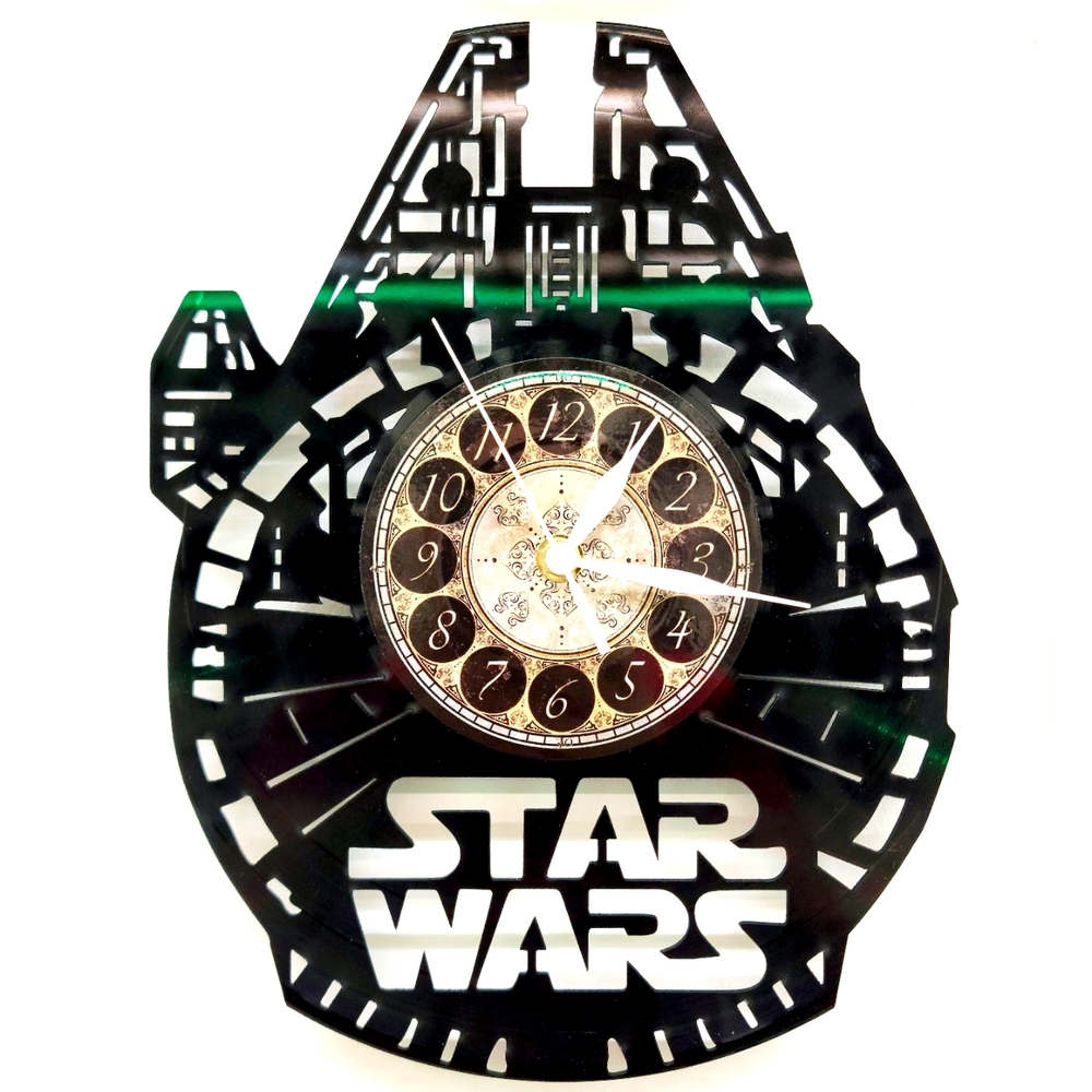 MILLENNIUM FALCON starwars vinyl record clock